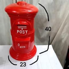 超巨大　赤い　郵便ポスト　陶器製　レトロ　POST 大きな赤い郵便ポストのオブジェ 陶器のポスト貯金箱 およそ22センチ 置物