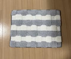 バスマット グレー ホワイト　ボーダー　使用済みのサムネイル
