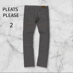 PLEATS PLEASE イッセイミヤケ ストレッチ スキニーパンツ グレー