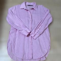 ZARA リネンシャツ ピンク Mのサムネイル