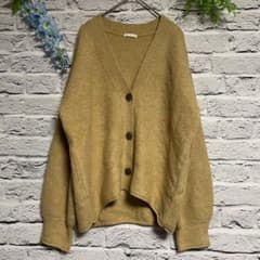 【超美品】GU ジーユー パフ カーディガン 長袖 Vネック イエロー ベージュ