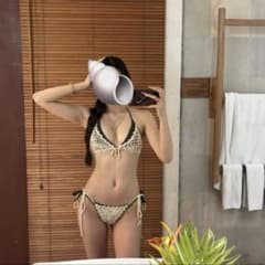 海外風 オリーブグリーン 三角ビキニ アミアミ付きのサムネイル