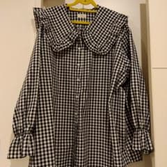 最終値下げ　　HOWDY　　ギンガムチェック　ブラウス　ブラックのサムネイル
