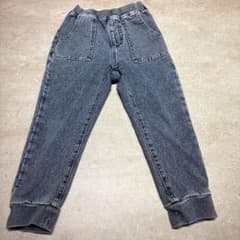 GU キッズ デニム風ジョガーパンツ 120 ライトブルー 裾リブのサムネイル