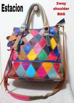 【極美品】Estacion エスタシオン 2way レザーバッグ 花モチーフ c70c9ea654d1be12a00376e593048c