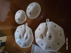 Miffy bicycle pattern fried rice plate, soup bowl, and spoon set (2 pieces)