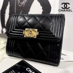CHANEL ボーイシャネル　三つ折り財布　コンパクトウォレット　黒　ブラックのサムネイル