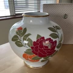 オールドノリタケ 花瓶 陶器 椿柄 金彩 フラワーベース 骨董 箱付 オールドノリタケ 花瓶 陶器 椿柄 金彩 フラワーベース 骨董 箱付