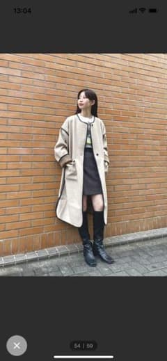 kastaneパイピングロングコートサテンライナー付き新品未使用のサムネイル