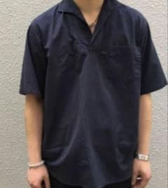 ジ*ー様 COMOLI コモリ　シルクスキッパーシャツ　ネイビー　サイズ2 ジ*ー様 COMOLI コモリ シルクスキッパーシャツ ネイビー サイズ2