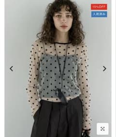Re:EDITフロッキードットチュールバックオープントップスのサムネイル