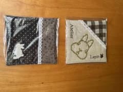 布製コースター　うさぎ柄刺繍　ラビット　シック 2枚のサムネイル