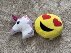 ユニコーン＆ハート目絵文字 クッション 2個セットのサムネイル