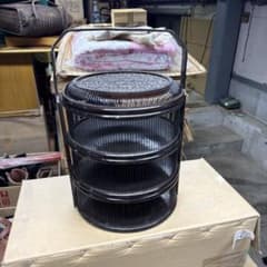 竹籠 3段 重箱 持ち手付き 籠 小物入れ - メルカリ