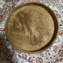 天然木 くり抜き盆 丸盆 伝統工芸 木製 トレイ お盆 菓子器 ヴィンテージのサムネイル