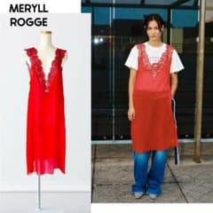 MERYLL ROGGE メリルロッゲ 赤 スカラップ ワンピース 44 - メルカリ