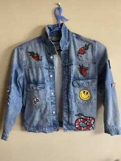 リメイク　Gジャン デニムジャケット　刺繍　ワッペン　バッチのサムネイル