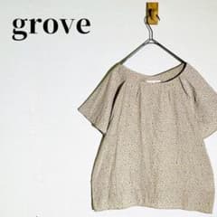 Gloves, polka dot pattern, short-sleeved blouse, flared sleeves, ribbon, light beige, size M