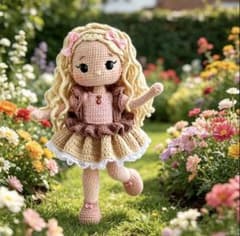 かわいらしい女の子のあみぐるみが作れる、手作りクロシェキットのサムネイル