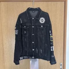 ブラックデニムジャケット ダメージ加工