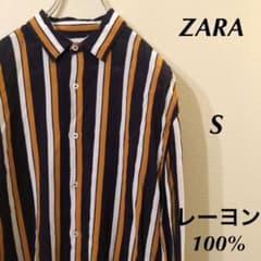 ZARA  長袖シャツ　Yシャツ　縦ストライプ　レーヨン100%のサムネイル