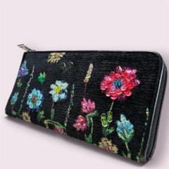 美品】シンクビー フラージェビーズ 長財布 L字ファスナー