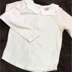 【値下げ】プティマイン スカラップ襟Tシャツ パール 120のサムネイル