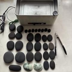 ホットストーン　セット　玄武岩31＋翡翠石2 ストーンウォーマー・水温計・トング ホットストーン 玄武岩31＋翡翠石2 ストーンウォーマー・水温計