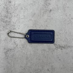 4385 極美品 COACH レザータグチャーム ネイビー ボールチェーン付き