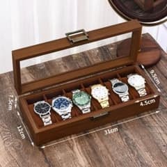 【送料込み】新品 腕時計ケース 6本収納 ウォールナット調 ガラス蓋のサムネイル