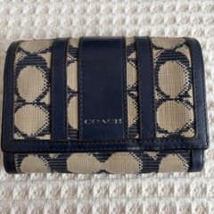 COACH 二つ折り財布 ベージュ/ネイビーのサムネイル