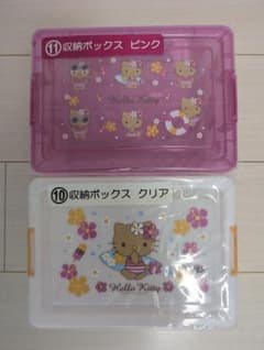 サンリオ　一番くじ　ハローキティ　収納ボックス　ピンク　クリア　セットのサムネイル