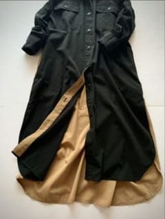 ZARA バイカラー ロングシャツワンピース 長袖　M-Lサイズ BK×BEのサムネイル