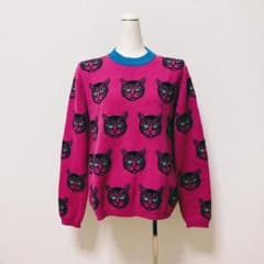 美品 Gucci グッチ 猫 ニット セーター 猫柄 ピンク - メルカリ