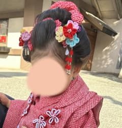 七五三 髪飾り 3歳 つまみ細工 ちんころ 鹿の子 セット 美品 ケース付のサムネイル