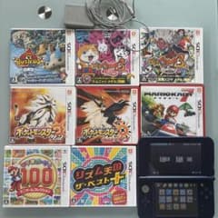 Nintendo New 3DS LL 本体 +カセット9個 +充電器セットのサムネイル