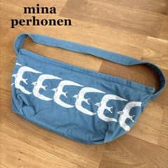 ミナペルホネン ショルダーバッグ go! 鳥 bird 青 くすみブルー 刺繍 ミナペルホネン ショルダーバッグ go! 鳥 bird 青 くすみブルー