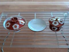 蓋付き 椀 赤地 梅文様 和食器のサムネイル