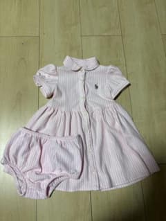 ラルフローレン　ピンクストライプ ワンピースセット 70cmのサムネイル