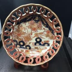 古伊万里輪繋ぎ透かし鉢(1700年代) 古伊万里輪繋ぎ透かし鉢(1700年代) - メルカリ
