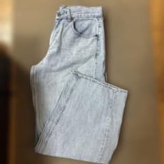 ＧＵ　ライトブルー ワイドレッグ デニムパンツ　Lのサムネイル