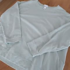 ミントグリーン 1X 長袖カットソー　スエット