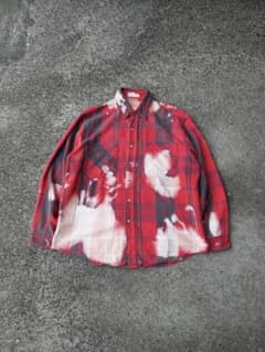 ~90s ネルシャツ チェックシャツ ブリーチ フランネル アートピース 古着