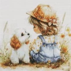 11ct】クロスステッチキット※特価㊷(図案印刷あり) 犬 女の子 - メルカリ