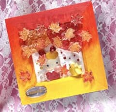 夕焼け色に心奪われて 紅葉の季節 シーグラスアート インテリア 玄関