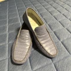 値下！Santoni サントーニ ドライビングシューズ ブルー 型押レザー 