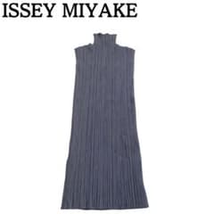 美品☆PLEATS PLEASE ハイネック ひざ丈ワンピース グレー 3 - メルカリ