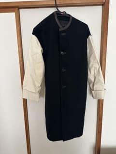Yohji Yamamoto バイカラー ロングコート 黒とアイボリーのサムネイル