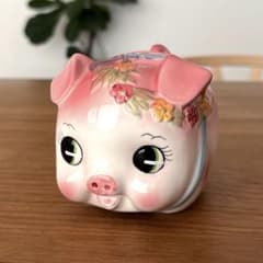 ぶたの貯金箱 陶器製 コインバンク 平成レトロ ヴィンテージ