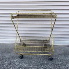 最終価格 昭和レトロ ワイヤーラック キャスター付 ガーデニング